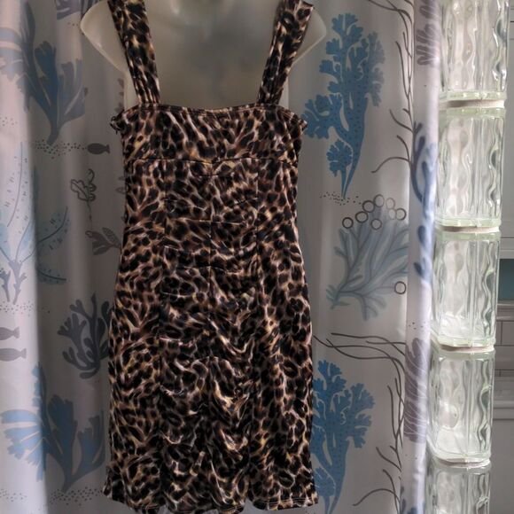 Love Tease Leopard Print Bodycon Wiggle Mini Dress Sz 11 - Picture 3 of 11